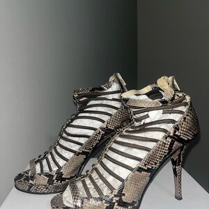 Nine West Snakeskin Pattern Strappy Heels